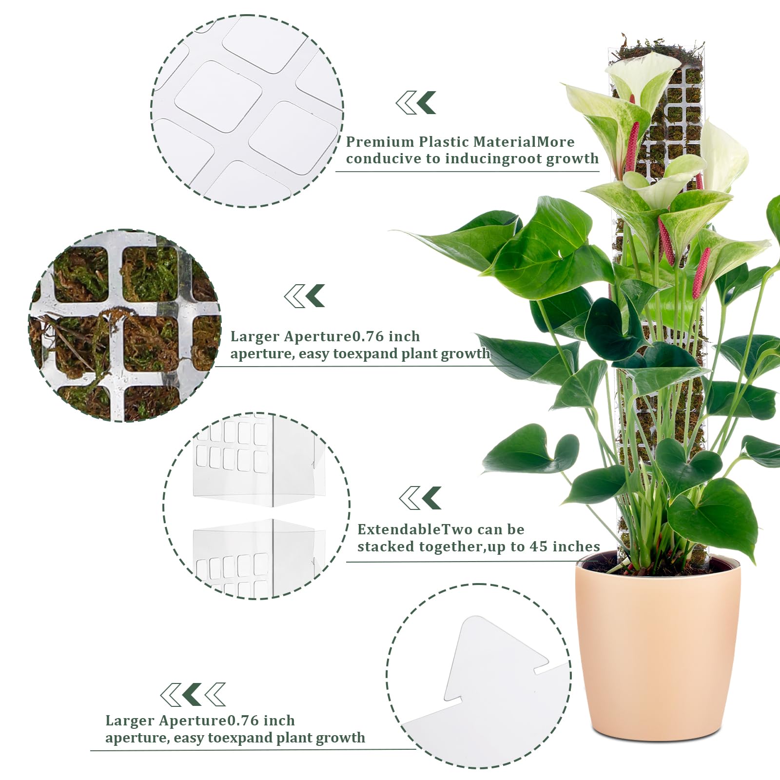 Stackable Plastic Moss Pole fo - Plant Support Stake 评论和价格